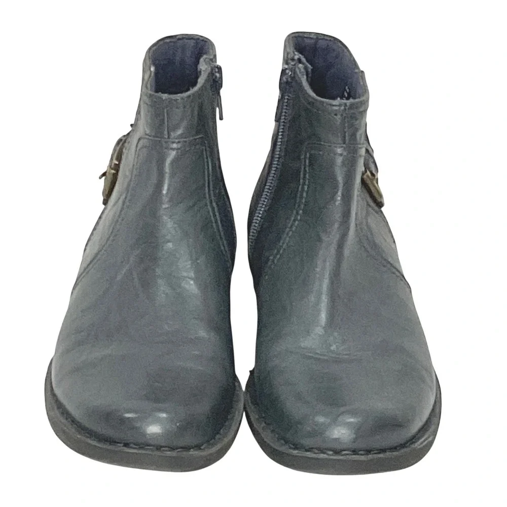 CLARKS Nikki Star Q Womens Ankle Boots Booties Navy Blue Leather Crinkle 68740 6